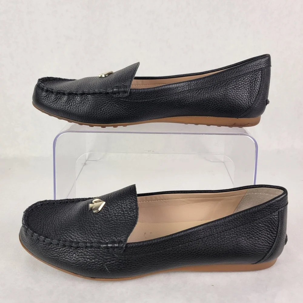 Kate Spade Carly Black Leather Loafers Flats Womens 9.5 Driving Shoe Elegant